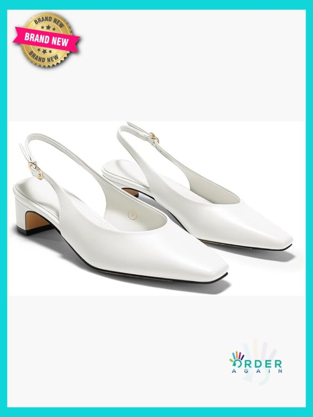 Chunky Low Heel Slingback Pumps Square Pointed Toe Work Office Dress Shoes Women